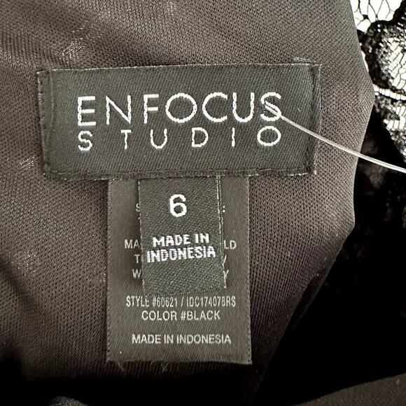 En Focus Studio Black Floral Lace Sheath Dress NWT Size 6 Cocktail Formal Midi - Picture 8 of 9